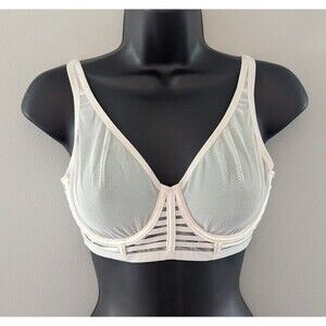 VICTORIAS SECRET LUXE LINGERIE UNLINED MESH FULL COVERAGE PLUNGE BRA White 34D